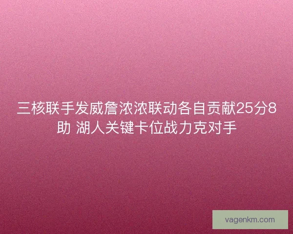 三核联手发威詹浓浓联动各自贡献25分8助 湖人关键卡位战力克对手