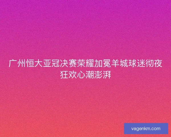广州恒大亚冠决赛荣耀加冕羊城球迷彻夜狂欢心潮澎湃